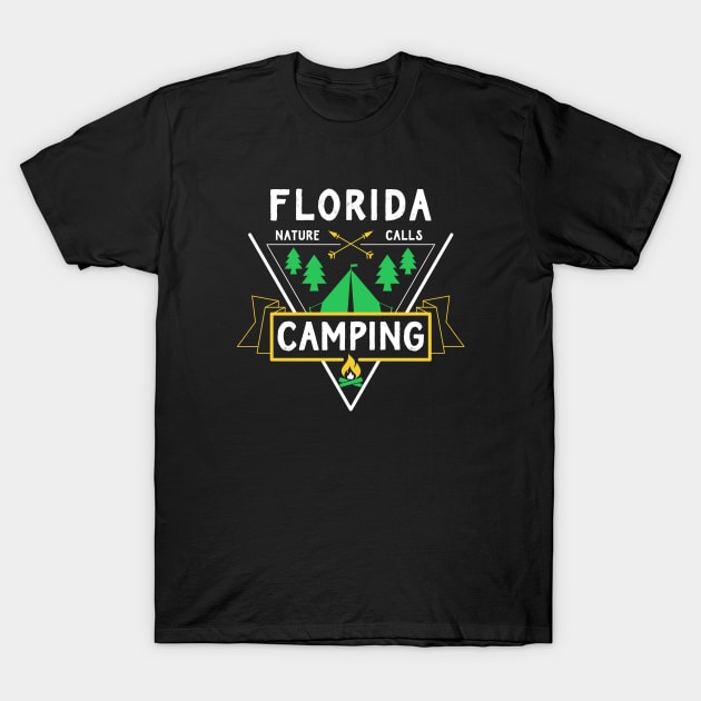 Florida USA Camping Outdoors Nature Adventure T-Shirt by JKFDesigns